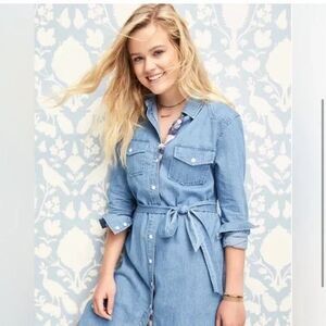 Draper James 100% cotton Chambray Denim Shirt dress Size 2